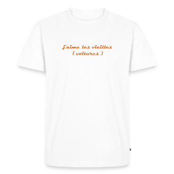 j aime les vieilles voitures orange - T-shirt Premium bio Homme - blanc - Devant - Nico (187cm)