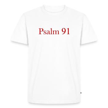 NEW Psalm 91 (Red) - Men's Premium Organic T-Shirt - white - Front - Nico (187cm)