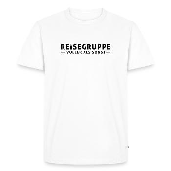 Reisegruppe - voller als sonst - Männer Premium Bio T-Shirt - Weiß - Vorne - Nico (187cm)