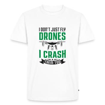 Je ne me contente pas de piloter des drones, je les écrase aussi - T-shirt Premium bio Homme - blanc - Devant - Nico (187cm)