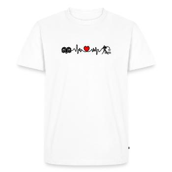 Fréquence cardiaque cardio Bélier Verseau - T-shirt Premium bio Homme - blanc - Devant - Nico (187cm)