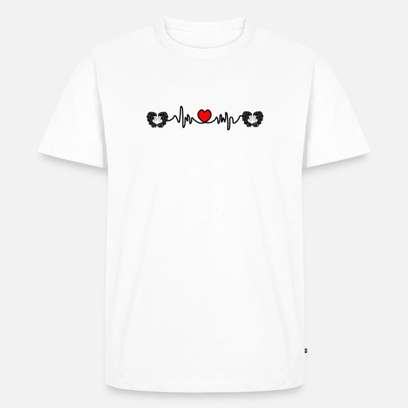 Herzfrequenz Cardio Twin Twins - Männer Premium Bio T-Shirt - Weiß