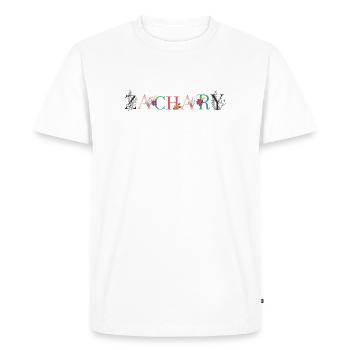ZACHARY Name Art With Flowers Embroidered - Men's Premium Organic T-Shirt - white - Front - Nico (187cm)