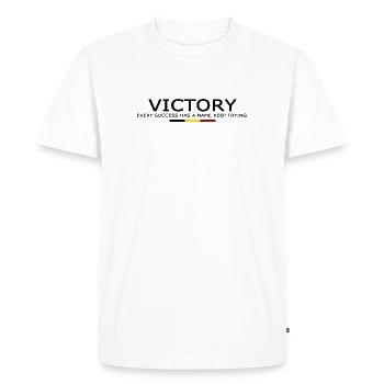 Victory EVERY SUCCESS HAS A NAME KEEP TRYING BELII - T-shirt Premium bio Homme - blanc - Devant - Nico (187cm)