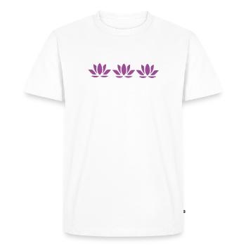 Fleur de lotus Fleur de lotus Fleur de lotus Fleur de violette Fleur de yoga - T-shirt Premium bio Homme - blanc - Devant - Nico (187cm)