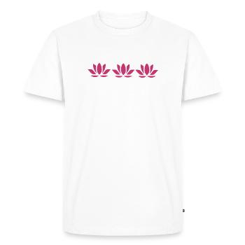 Fleur de lotus Fleur de lotus Fleur de lotus Fleur de violette Fleur de yoga - T-shirt Premium bio Homme - blanc - Devant - Nico (187cm)