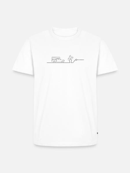Van Camper Desert Cactus line art - Men's Premium Organic T-Shirt - white