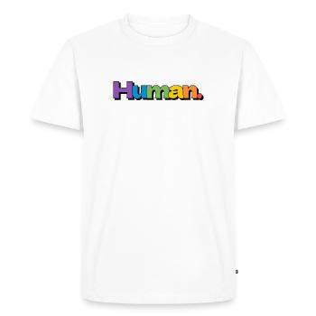 Colorful Human Rainbow Pride Typography - Men's Premium Organic T-Shirt - white - Front - Nico (187cm)