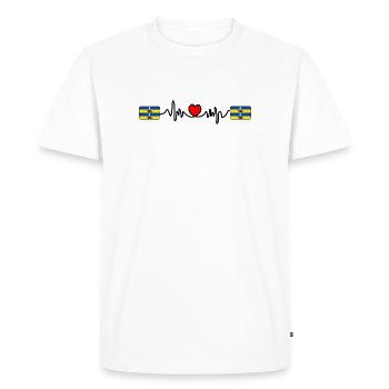 Logo Ameland Pulse – Style Île - T-shirt Premium bio Homme - blanc - Devant - Nico (187cm)