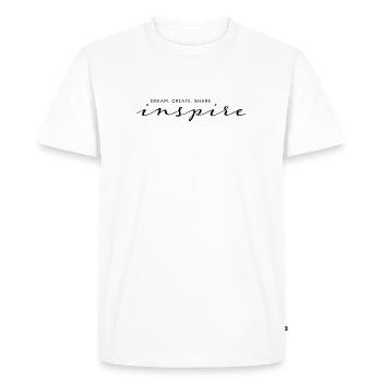 Rêver, Créer, Partager, Inspirer - T-shirt Premium bio Homme - blanc - Devant - Nico (187cm)