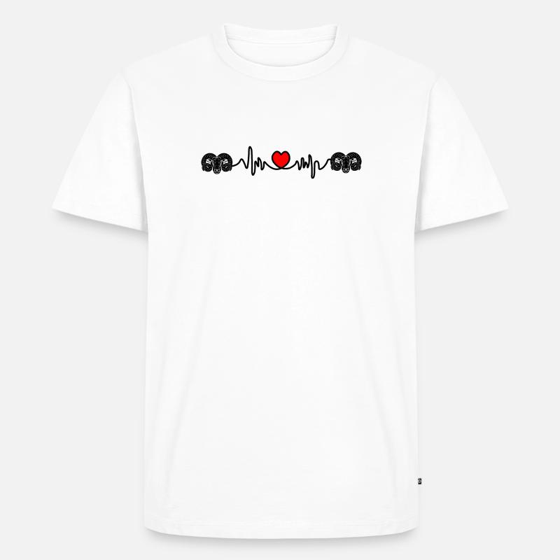 Herzfrequenz Cardio Ram Ram Ram - Männer Premium Bio T-Shirt - Weiß
