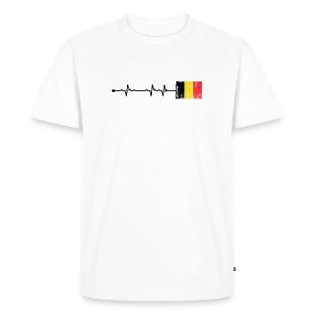 Drapeau de la Belgique Battement de cœur - T-shirt Premium bio Homme - blanc - Devant - Nico (187cm)