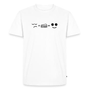Sad Eating Cake Become Happy - Men's Premium Organic T-Shirt - white - Front - Nico (187cm)