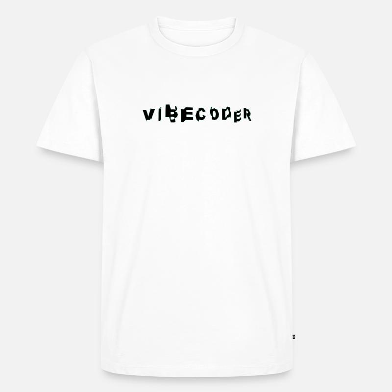 VibeCoder Glitch Neon - T-shirt Premium bio Homme - blanc
