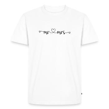 Mr & Mrs Heart Design pour mariage - T-shirt Premium bio Homme - blanc - Devant - Nico (187cm)