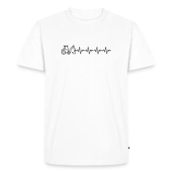 Excavator Excavator Excavator Driver ECG Heartbeat - Men's Premium Organic T-Shirt - white - Front - Nico (187cm)