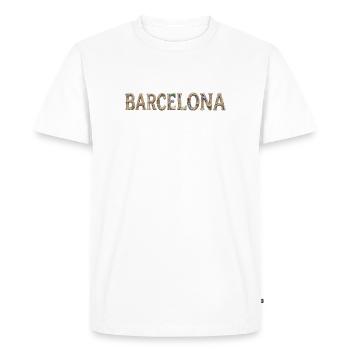 Typographie de Barcelone avec architecture méditerranéenne - T-shirt Premium bio Homme - blanc - Devant - Nico (187cm)