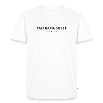 Taiarapu Ouest Tahiti Typographie - T-shirt Premium bio Homme - blanc - Devant - Nico (187cm)