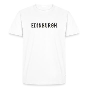 ÉDIMBOURG – Typographie architecturale de la pierre - T-shirt Premium bio Homme - blanc - Devant - Nico (187cm)