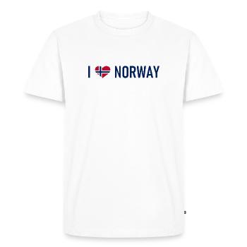 J’aime la Norvège - Norvège - Norvège - Cœur - Amour - T-shirt Premium bio Homme - blanc - Devant - Nico (187cm)