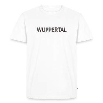 WUPPERTAL – Typographie architecturale industrielle - T-shirt Premium bio Homme - blanc - Devant - Nico (187cm)
