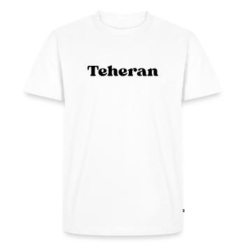 Design des lettrages à Téhéran - T-shirt Premium bio Homme - blanc - Devant - Nico (187cm)
