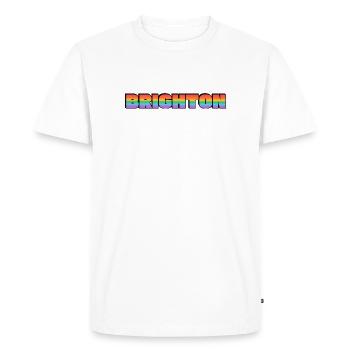 Brighton gay UK LGBTQ Rainbow Pride - Men's Premium Organic T-Shirt - white - Front - Nico (187cm)
