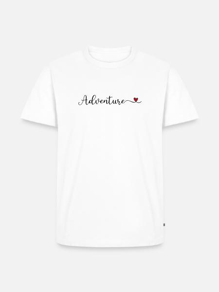 Abenteuertypografie mit Herz - Männer Premium Bio T-Shirt - Weiß