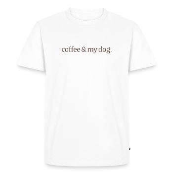 Coffee & Dog – Rétro Typer Design - T-shirt Premium bio Homme - blanc - Devant - Nico (187cm)