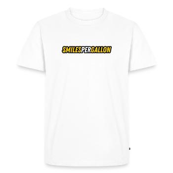 JDM sticker - SMILES PER GALLON - Men's Premium Organic T-Shirt - white - Front - Nico (187cm)