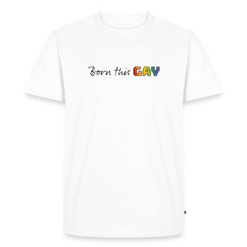 Rainbow né ce gay - T-shirt Premium bio Homme - blanc - Devant - Nico (187cm)