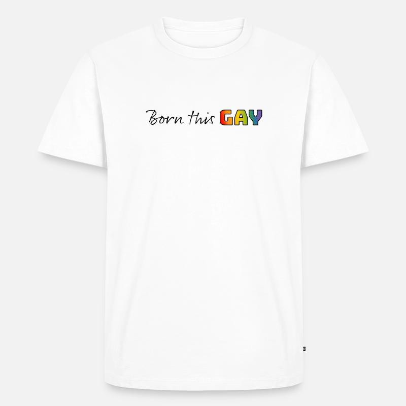 Regenbogen born this gay - Männer Premium Bio T-Shirt - Weiß