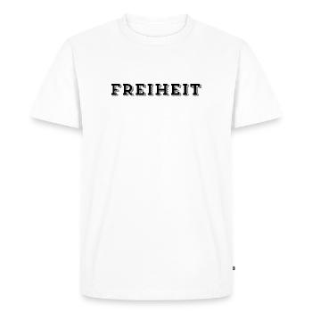 LIBERTÉ – Sans limites et libre - T-shirt Premium bio Homme - blanc - Devant - Nico (187cm)