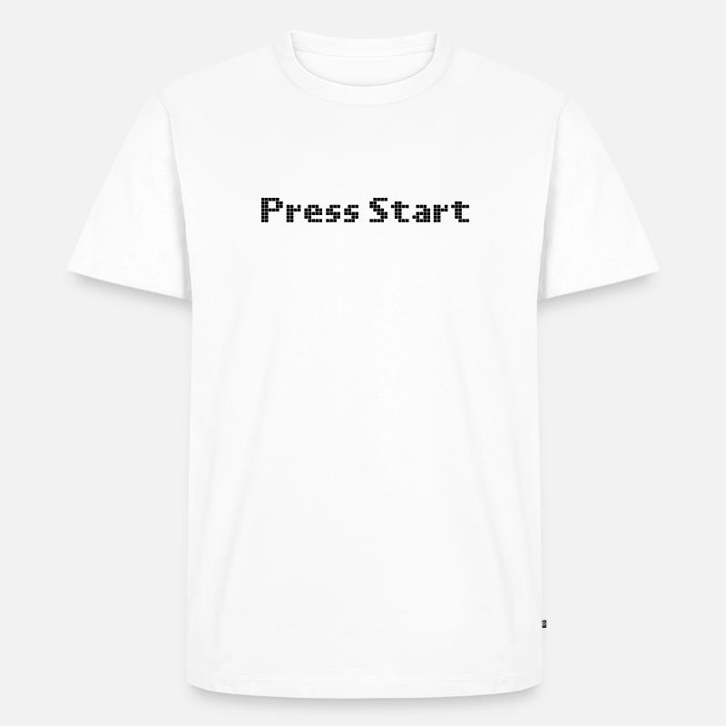 press start - space invader - Männer Premium Bio T-Shirt - Weiß