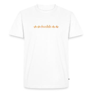 Heartbeat Chocolate Pattern - Men's Premium Organic T-Shirt - white - Front - Nico (187cm)