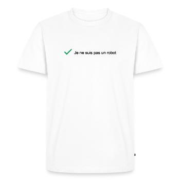 I'M NOT A ROBOT! (IT) - Men's Premium Organic T-Shirt - white - Front - Nico (187cm)