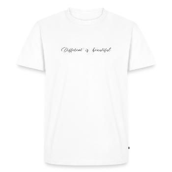 Différent, c’est beau - T-shirt Premium bio Homme - blanc - Devant - Nico (187cm)