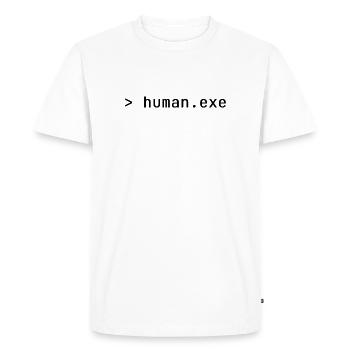 human.exe - Men's Premium Organic T-Shirt - white - Front - Nico (187cm)