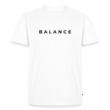 ÉQUILIBRE. | Streetwear esthétique minimaliste - T-shirt Premium bio Homme - blanc - Devant - Nico (187cm)