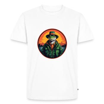 Colorful Alligator Crocodile with Sunglasses and Hat - Men's Premium Organic T-Shirt - white - Front - Nico (187cm)