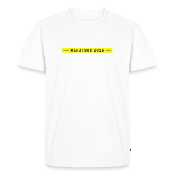 Marathon 2026 - Men's Premium Organic T-Shirt - white - Front - Nico (187cm)