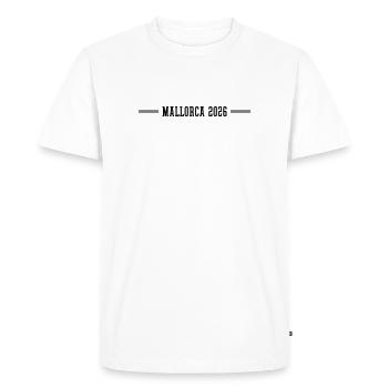 Majorque 2026 - T-shirt Premium bio Homme - blanc - Devant - Nico (187cm)