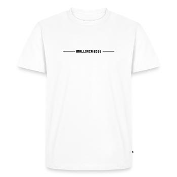 Majorque 2026 - T-shirt Premium bio Homme - blanc - Devant - Nico (187cm)