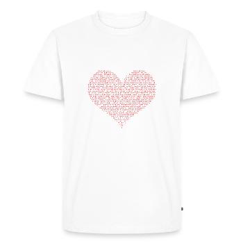 Typographie Coeur Forme Design Texte rouge Je t’aime - T-shirt Premium bio Homme - blanc - Devant - Nico (187cm)