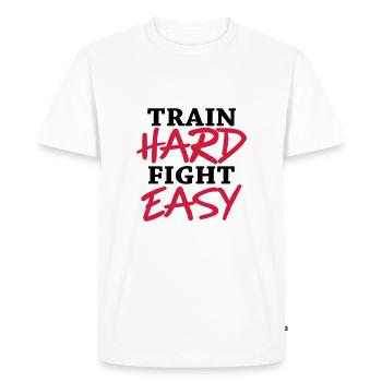 Train hard - Fight easy - T-shirt Premium bio Homme - blanc - Devant - Nico (187cm)