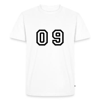 number - 09 - zero nine - Men's Premium Organic T-Shirt - white - Front - Nico (187cm)
