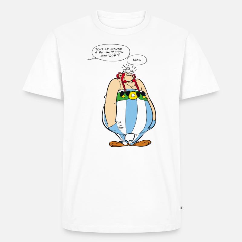 Asterix & Obelix - Obelix Sprechblasen - Männer Premium Bio T-Shirt - Weiß