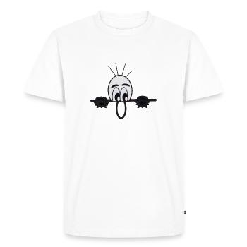 Mur de briques homme regarder voir observer - T-shirt Premium bio Homme - blanc - Devant - Nico (187cm)