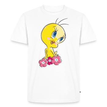 Looney Tunes Tweety Fleurs - T-shirt Premium bio Homme - blanc - Devant - Nico (187cm)