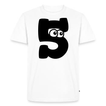 Funny number 5 with eyes 5th birthday motif - Men's Premium Organic T-Shirt - white - Front - Nico (187cm)